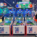 Quarterback PRO arcade game rented at the tradeshow in Los Angeles Arcade Party Rental