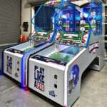 Quarterback PRO high energy football arcade game pair without an optional marquee at Video Amusement in California