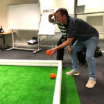 Bocce Ball portable courts delivered to office corporate event Arcade Party Rental