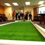 Bocce ball potable court game setup indoor with artificial turf Arcade Party Rental