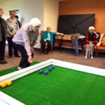 Portable bocce ball courts rented for senior center Arcade Party Rental